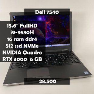Ноутбук Dell Precision 7540 15.6" FullHD i9-9880H\32 RAM\512 SSD\NVIDIA RTX 3000 6 GB а-2605 фото