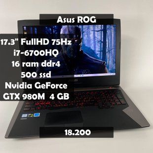 Ноутбук Asus ROG 17.3" 75Hz FullHD i7-6700HQ/16 RAM/500 SSD/Nvidia GTX 980M 4 GB а-2727 фото