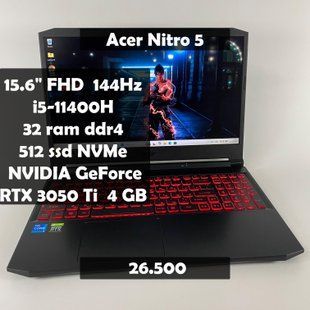Ноутбук Acer Nitro 5 15.6" FullHD 144Hz i5-11400H/32 RAM/512 SSD/RTX 3050Ti 4 GB а-2796 фото