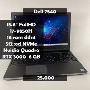 Ноутбук Dell Precision 7540 15.6" FullHD i7-9850H\16 RAM\512 SSD\NVIDIA RTX 3000 6 GB а-2523 фото