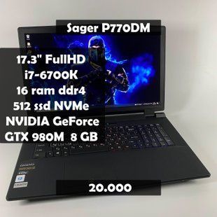 Ноутбук Sager P770DM 17.3" FullHD i7-6700K/16 RAM/512 SSD/NVIDIA GTX 980M 8 GB а-2397 фото
