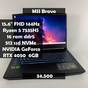 Ноутбук MSI Bravo 15 C7VE 15.6" FullHD 144Hz Ryzen 5 7535HS/16 RAM/512 SSD/Nvidia RTX 4050 6GB а-2411 фото