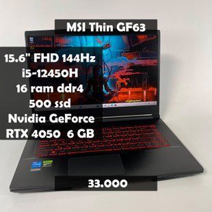 Ноутбук MSI Thin GF63 15.6" FullHD 144Hz i5-12450H/16 RAM/500 SSD/Nvidia RTX 4050 6 GB а-2592 фото